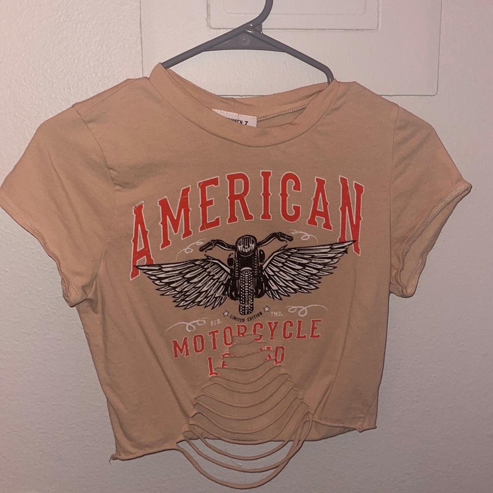medium crop top shirt tan color
